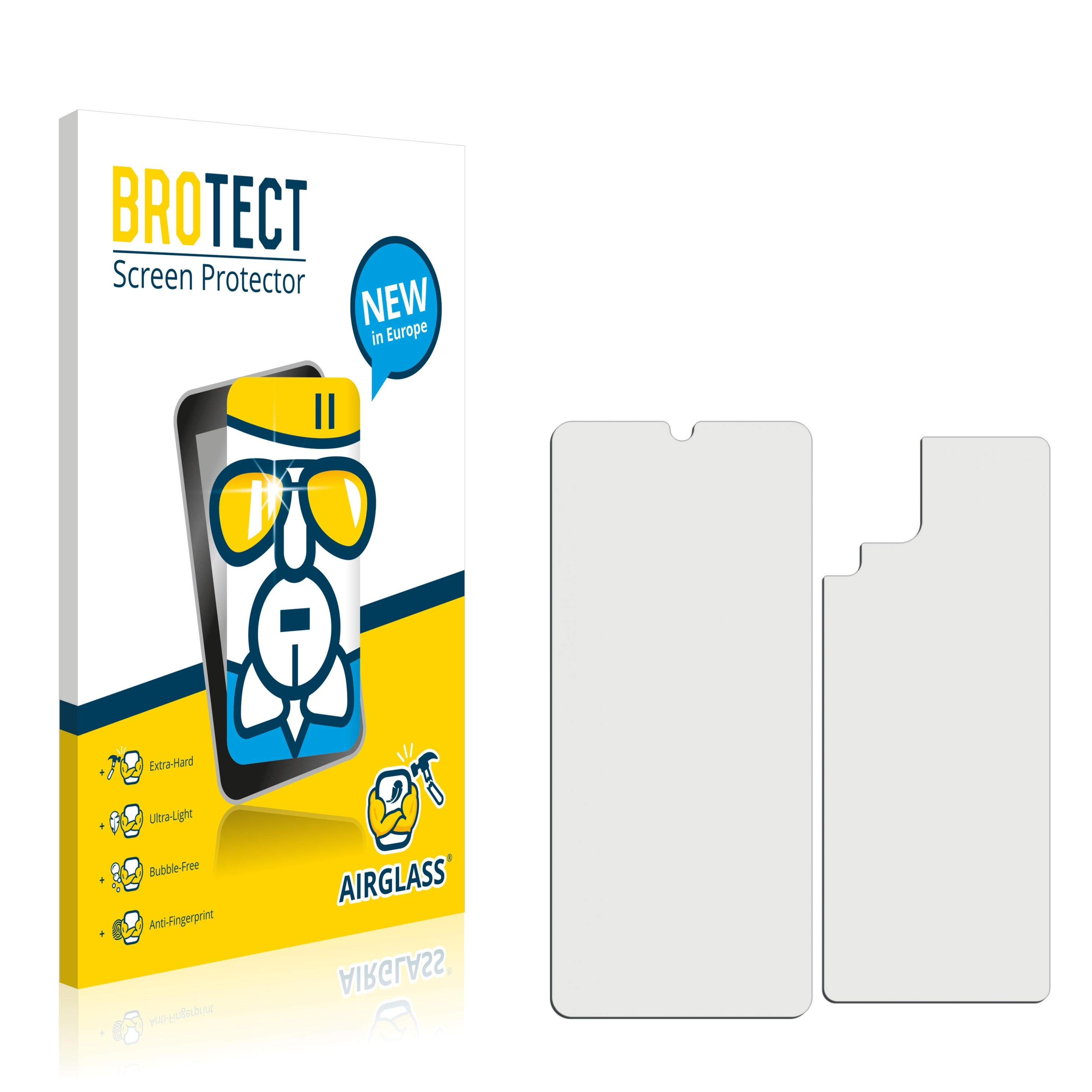 BROTECT 4G A22 Galaxy (Vorder Samsung Rückseite)) + Schutzfolie(für klare Airglass