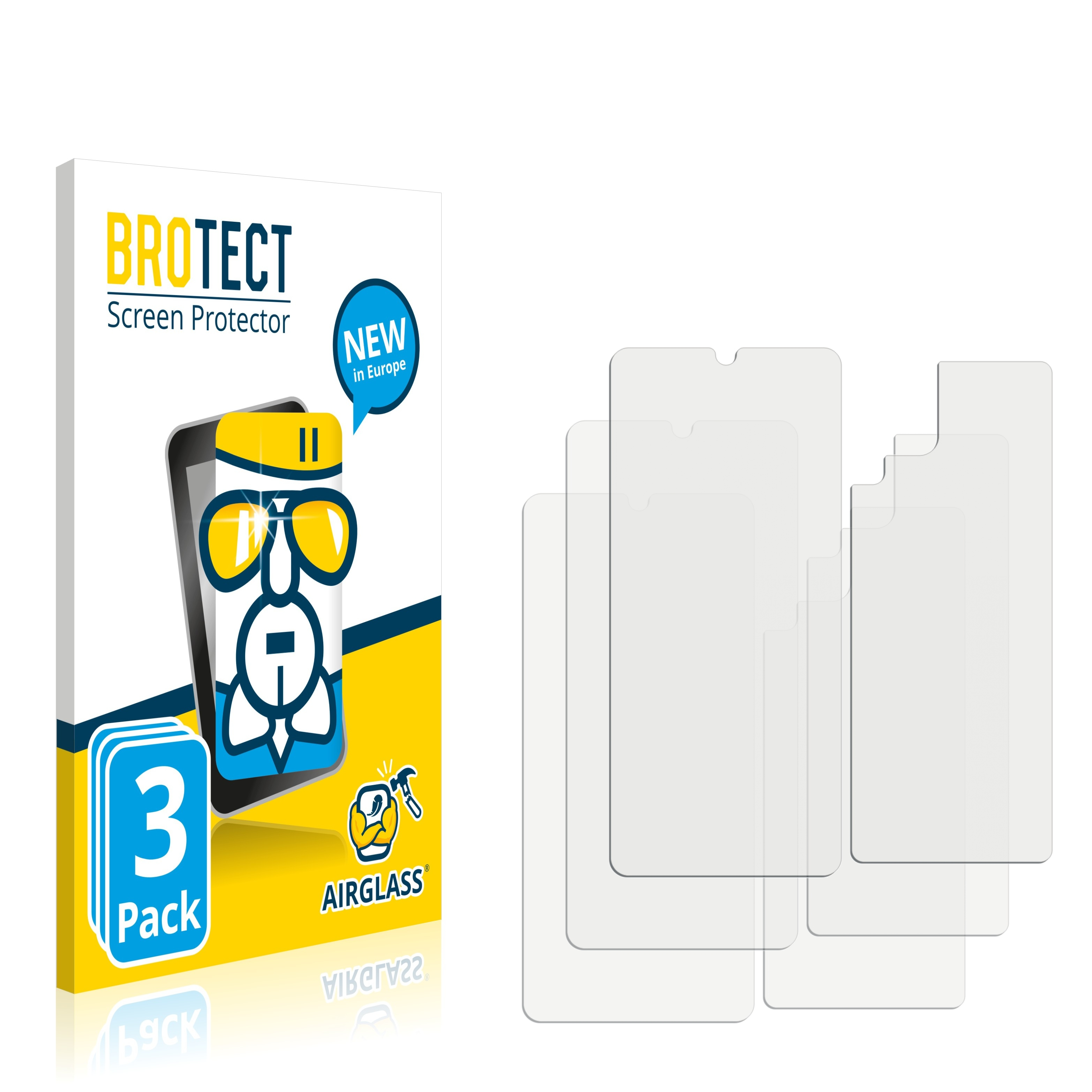 BROTECT 3x Airglass klare Schutzfolie(für + (Vorder Samsung 4G Galaxy A22 Rückseite))