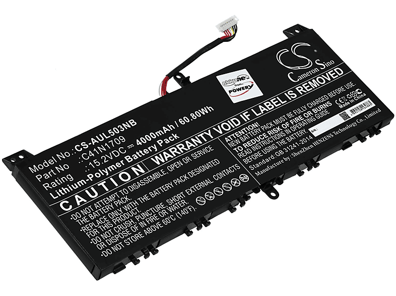 POWERY Akku für Asus ROG Strix GL503VS-EI011T Li-Polymer Akku, 15.2 Volt, 4000mAh