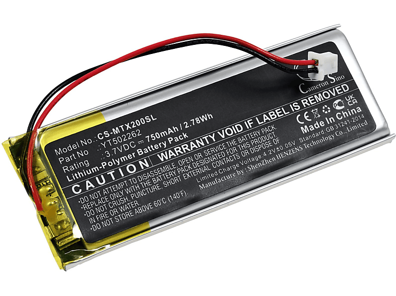 Typ Li-Polymer Volt, 750mAh 3.7 YT502262 POWERY für Akku Midland Akku,