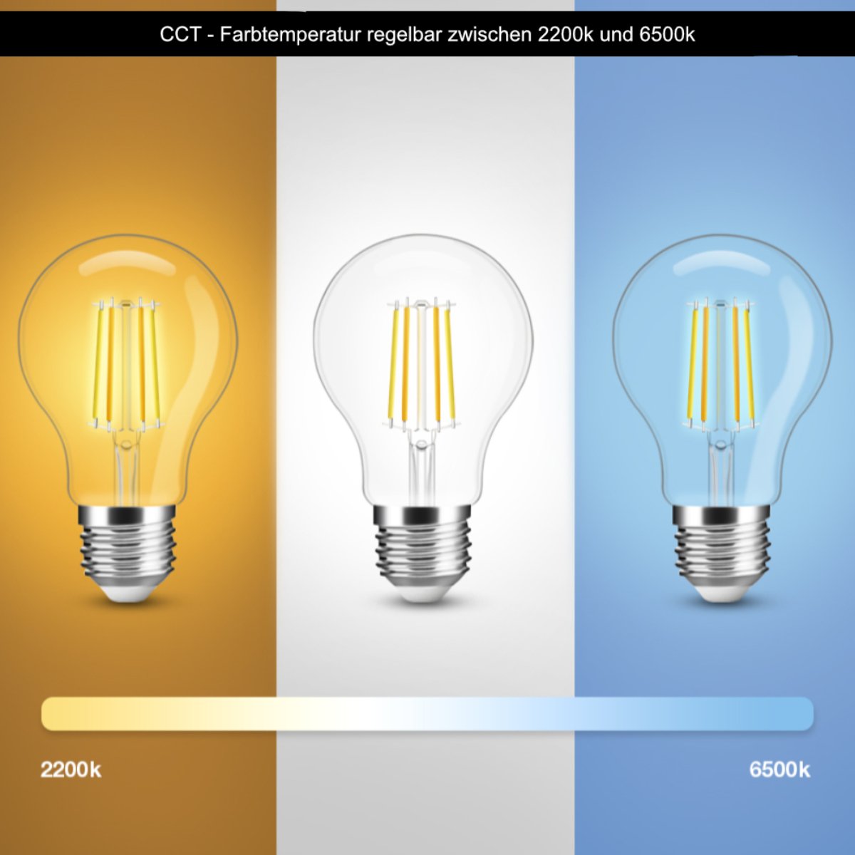 GLEDOPTO CCT ZigBee Leuchtmittel Kaltweiß Pro bis E27 LED Warmweiß Filament CCT Serie 3.0 A60