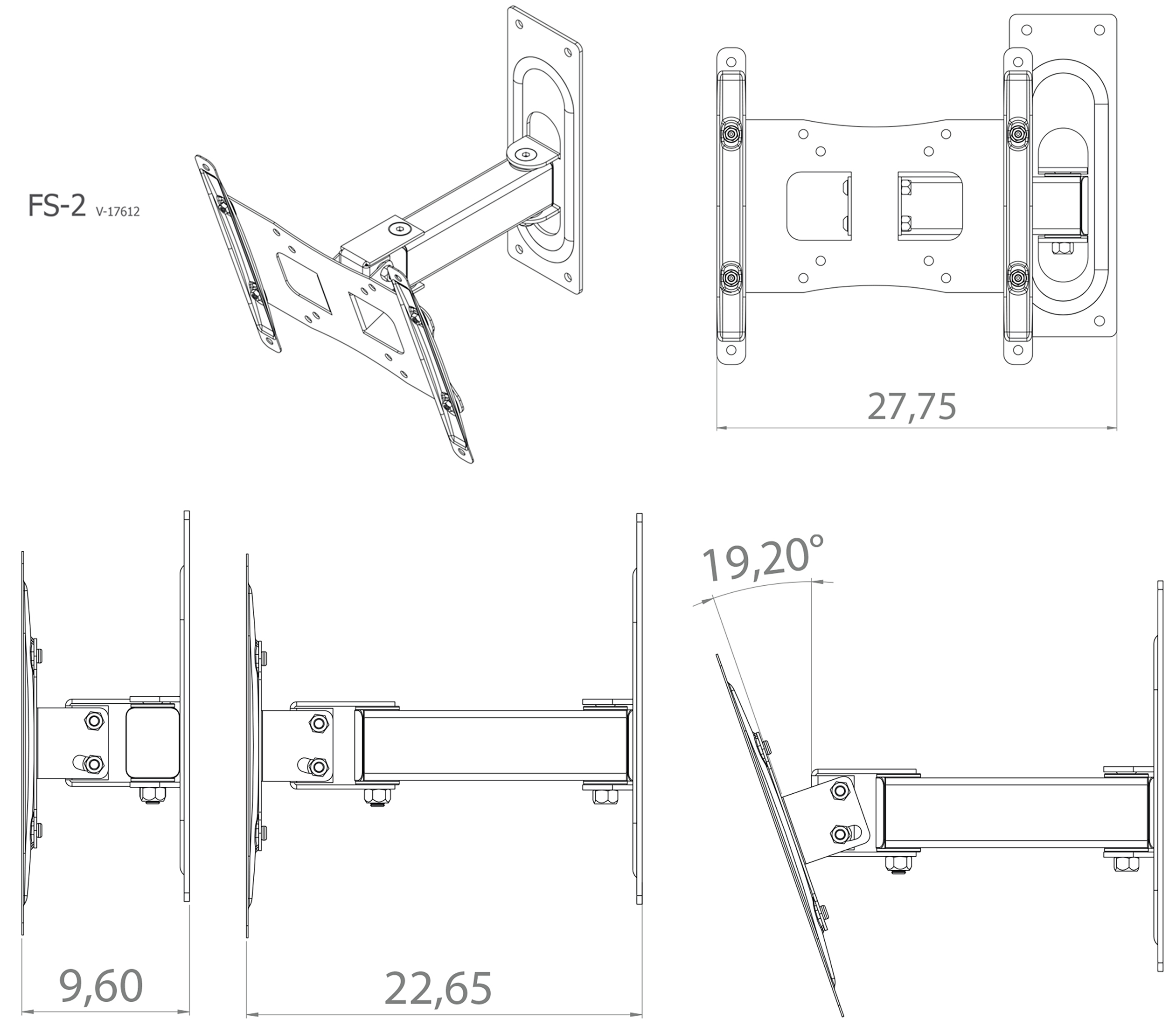 TV-Wandhalterung, Silber B-FS 2 VCM