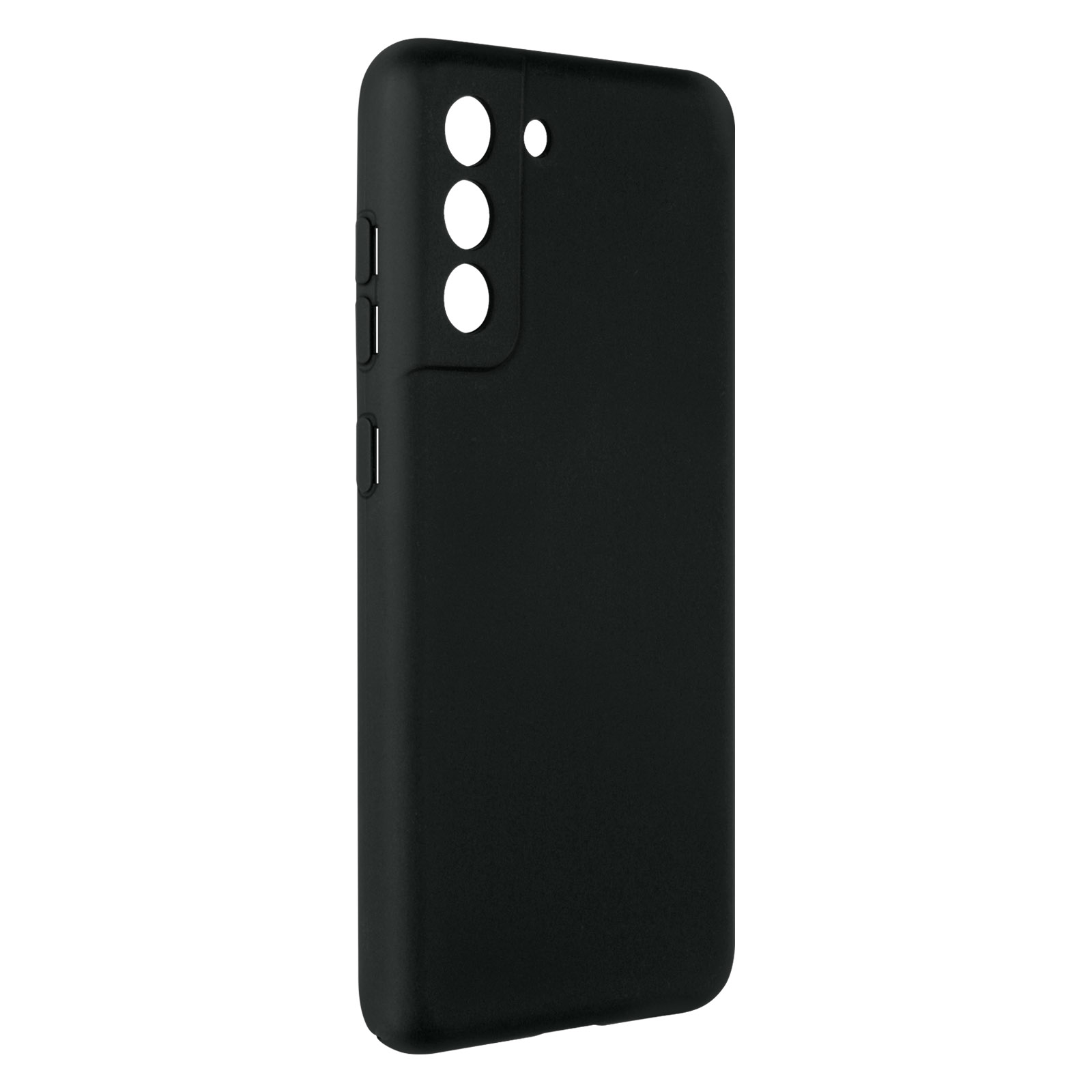 Coque de téléphone noire avec découpes pour boutons et caméra.