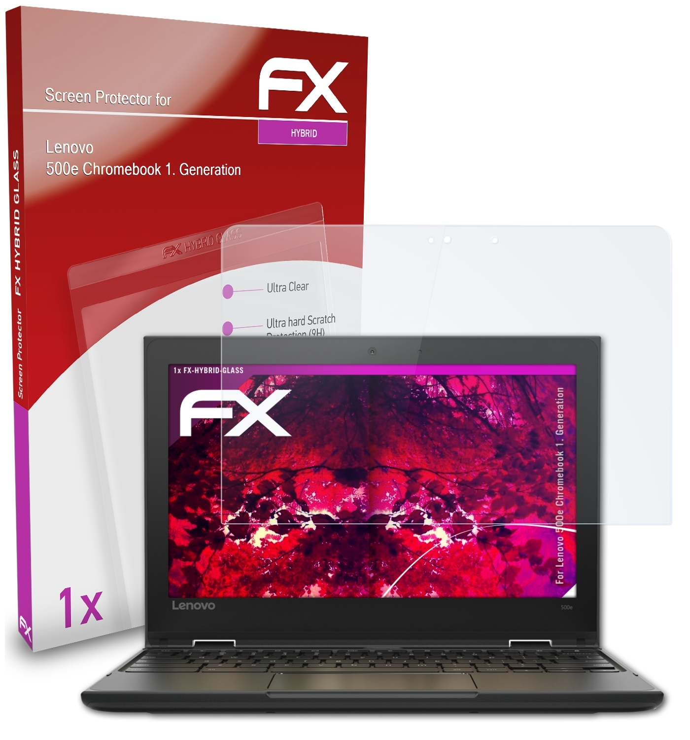 ATFOLIX FX-Hybrid-Glass Schutzglas(für Lenovo (1. Chromebook 500e Generation))