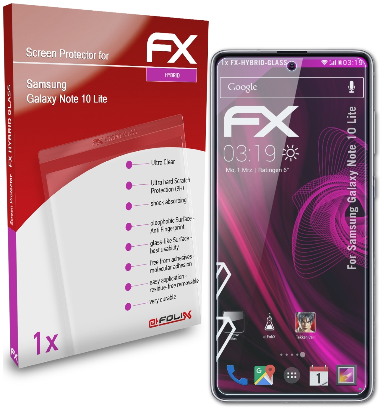 10 Schutzglas(für Samsung Lite) FX-Hybrid-Glass Note Galaxy ATFOLIX