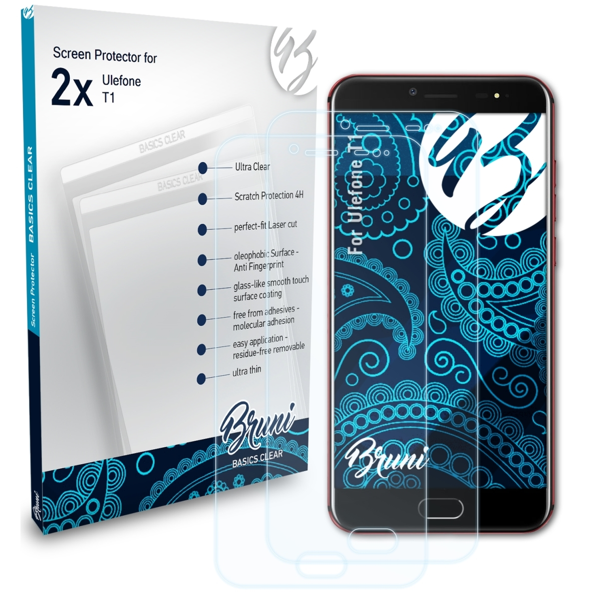 BRUNI 2x Basics-Clear Schutzfolie(für Ulefone T1)