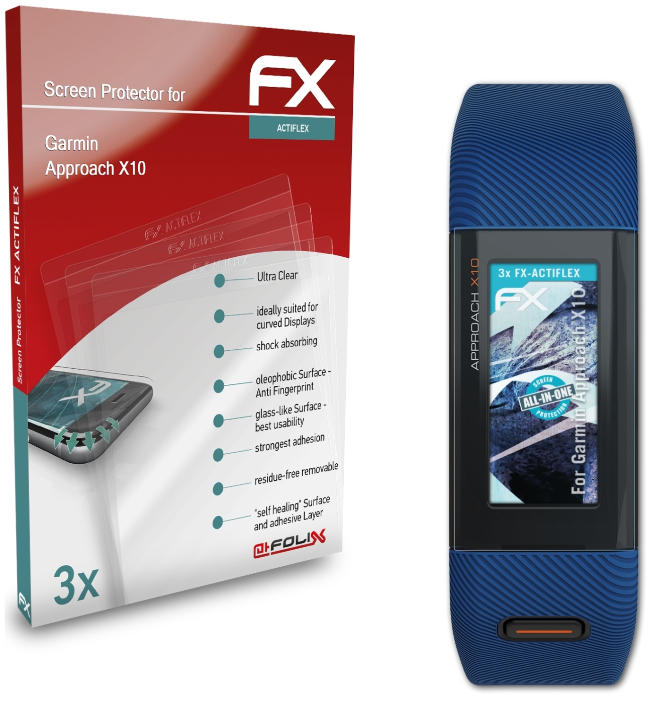 ATFOLIX 3x FX-ActiFleX Displayschutz(für Garmin X10) Approach