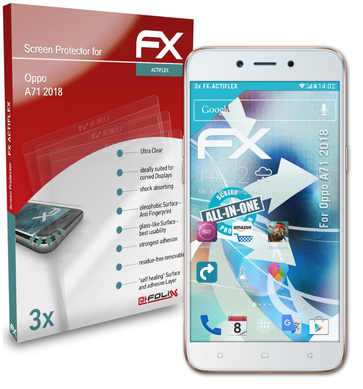 3x A71 (2018)) ATFOLIX Oppo Displayschutz(für FX-ActiFleX