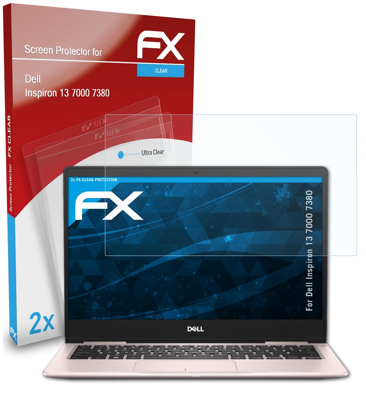 ATFOLIX 2x FX-Clear (7380)) Dell 13 Displayschutz(für Inspiron 7000