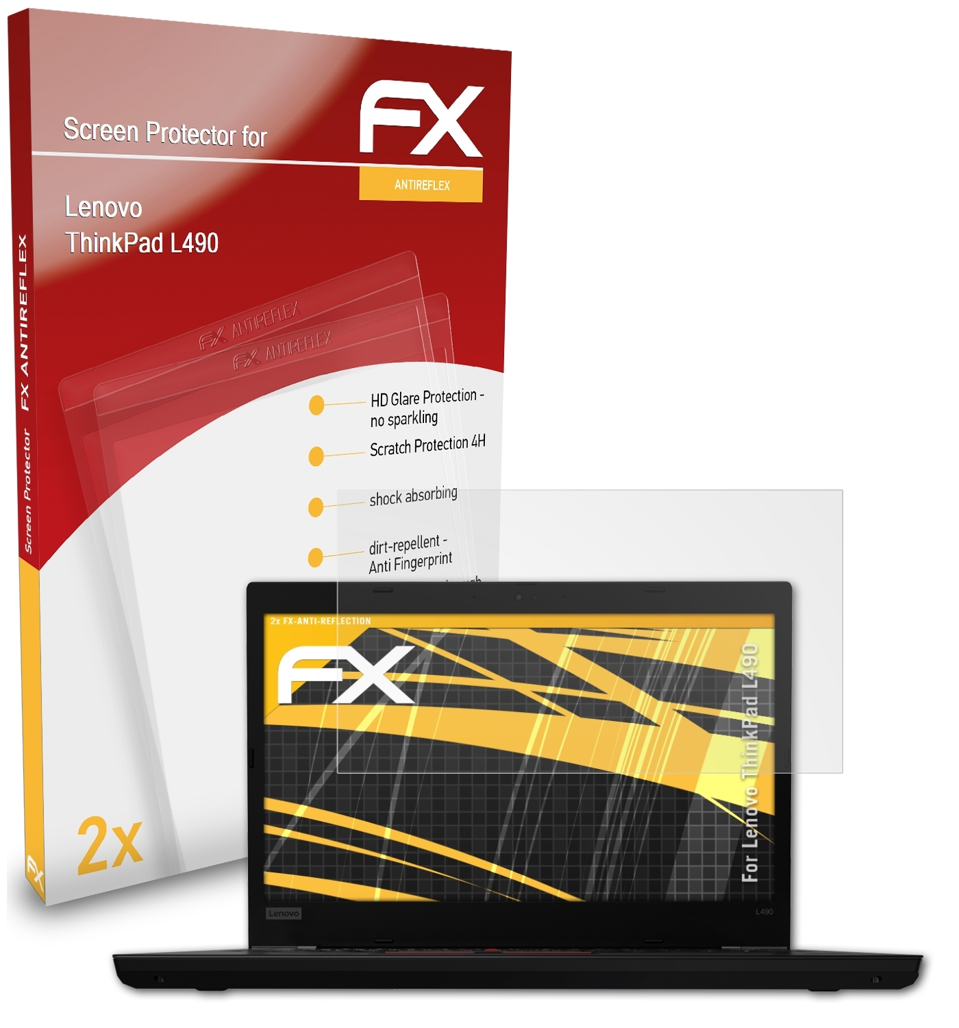 ATFOLIX 2x FX-Antireflex Displayschutz(für Lenovo L490) ThinkPad
