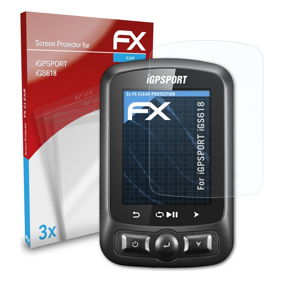 3x FX-Clear Displayschutz(für ATFOLIX iGS618) iGPSPORT