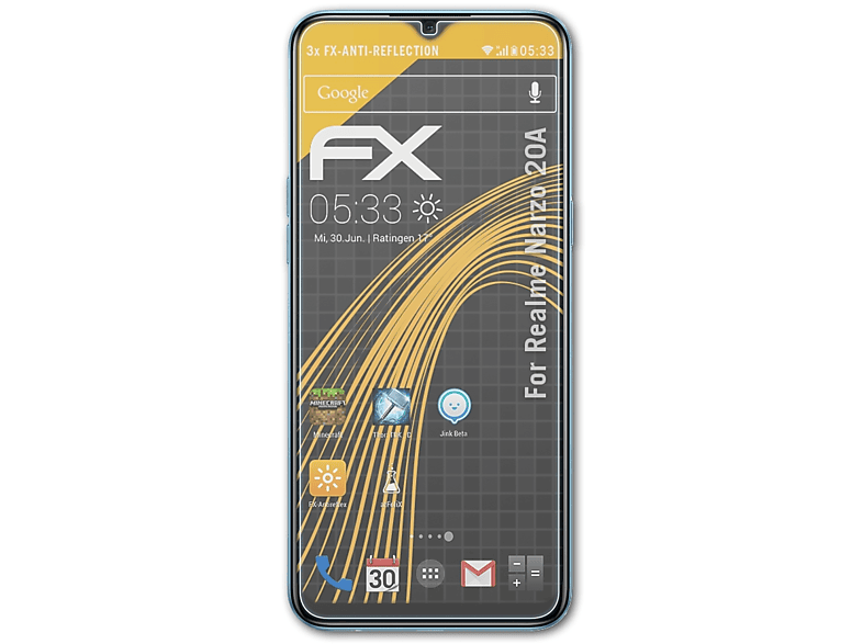 Displayschutz(für 20A) Realme FX-Antireflex Narzo ATFOLIX 3x