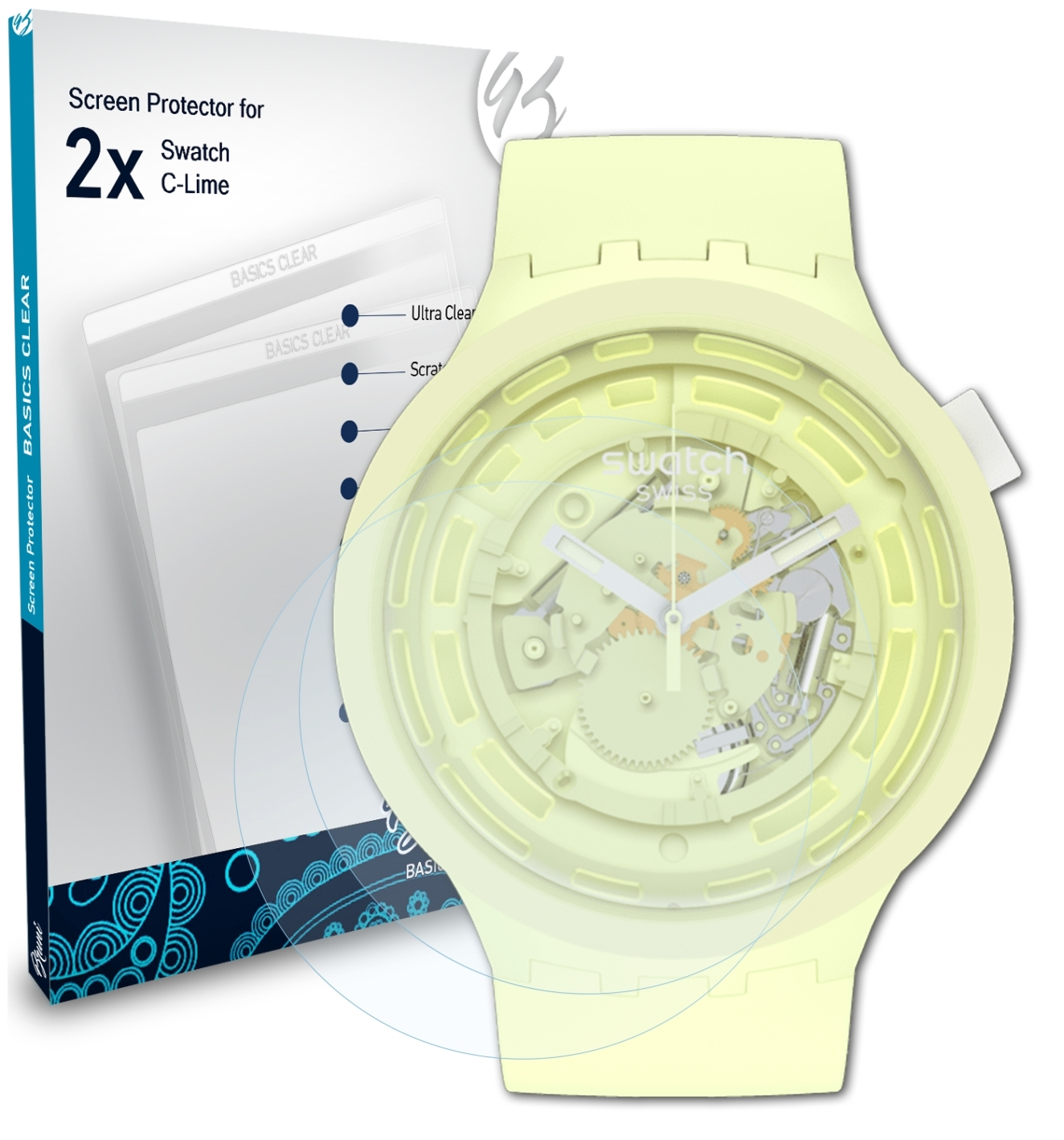 Swatch 2x C-Lime) Basics-Clear BRUNI Schutzfolie(für