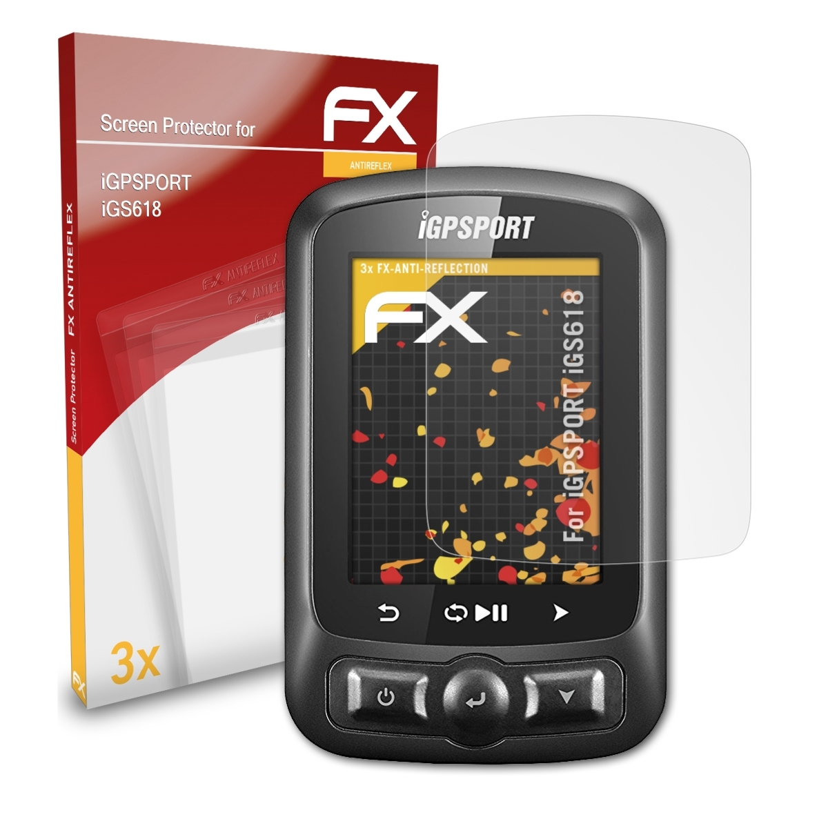 ATFOLIX 3x FX-Antireflex Displayschutz(für iGPSPORT iGS618)