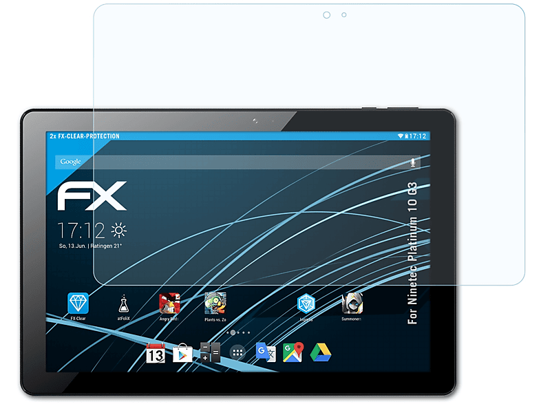 ATFOLIX 2x FX-Clear Displayschutz(für Ninetec Platinum 10 G3)