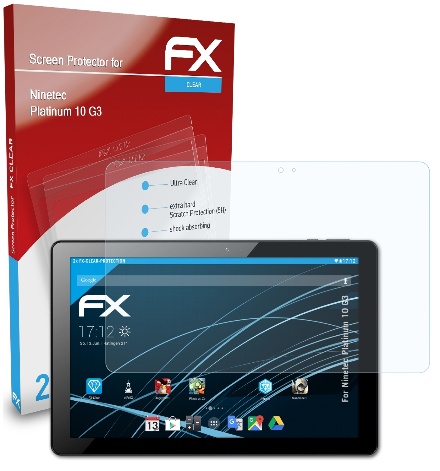 G3) ATFOLIX 2x 10 Platinum FX-Clear Displayschutz(für Ninetec