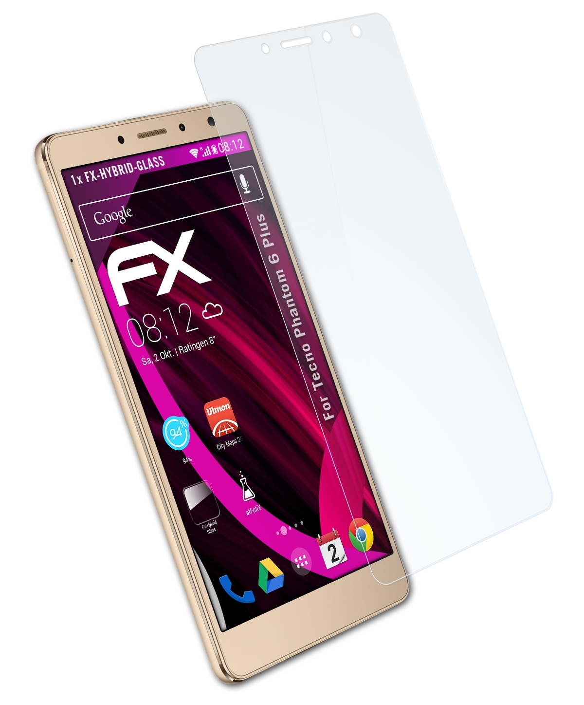 ATFOLIX Tecno 6 Phantom Plus) FX-Hybrid-Glass Schutzglas(für