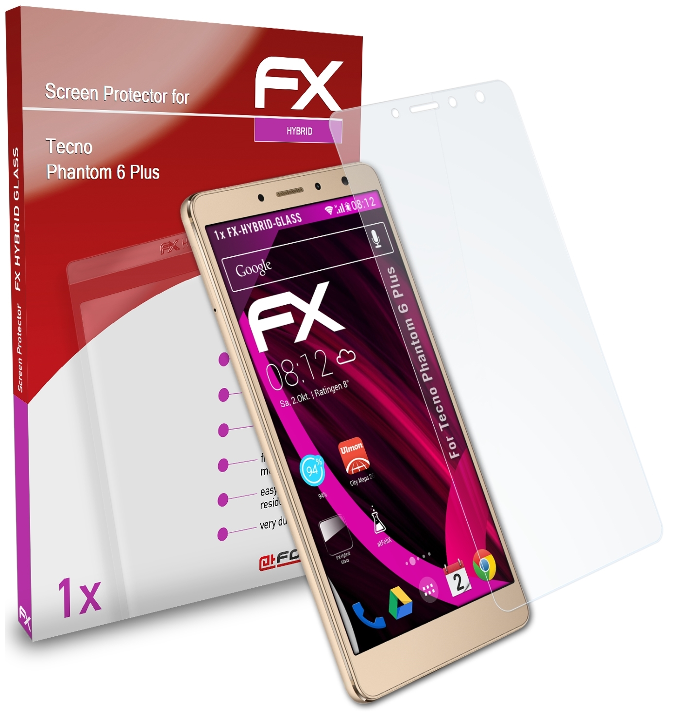 FX-Hybrid-Glass Plus) 6 Phantom Schutzglas(für Tecno ATFOLIX