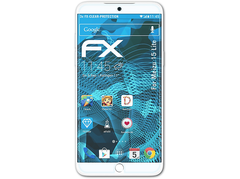 ATFOLIX 3x FX-Clear Displayschutz(für Meizu 15 Lite)