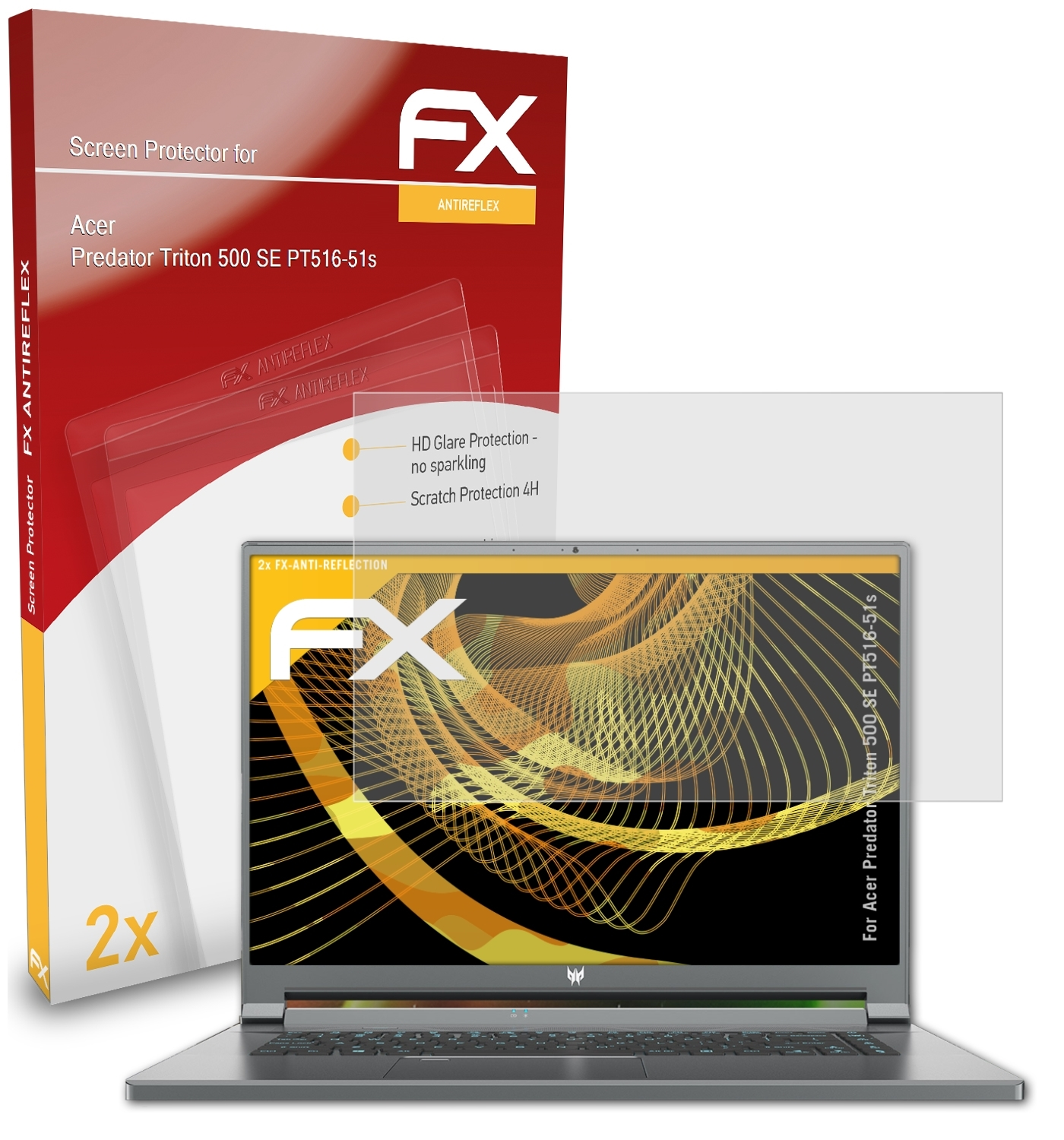ATFOLIX 2x FX-Antireflex Displayschutz(für Acer SE Triton (PT516-51s)) Predator 500