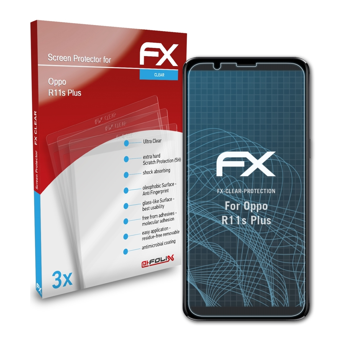 Displayschutz(für FX-Clear Oppo ATFOLIX 3x R11s Plus)