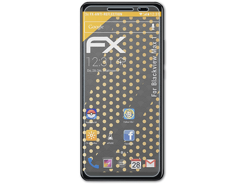 Blackview ATFOLIX FX-Antireflex 1) 3x Displayschutz(für Max