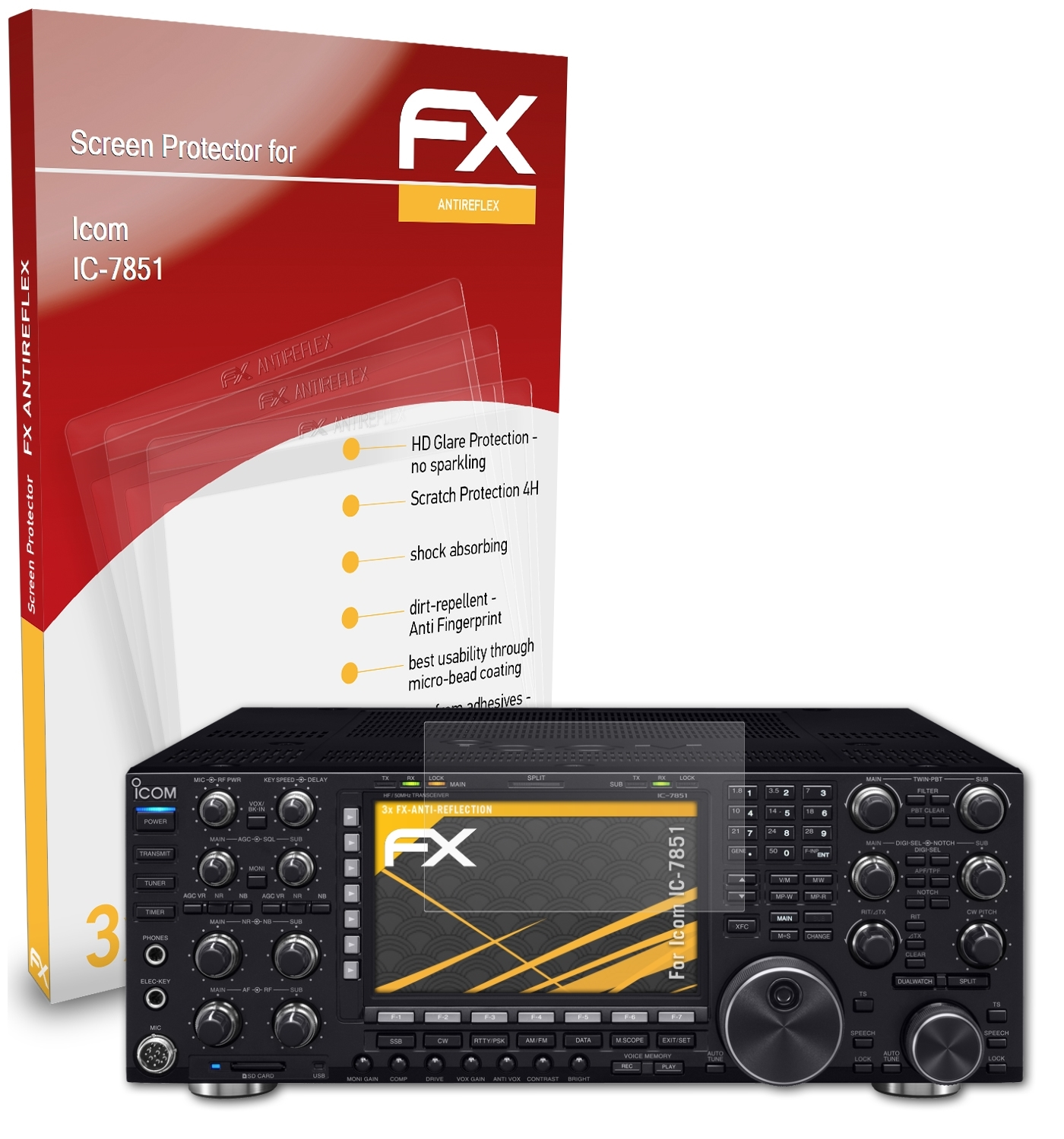 3x ATFOLIX Displayschutz(für Icom IC-7851) FX-Antireflex