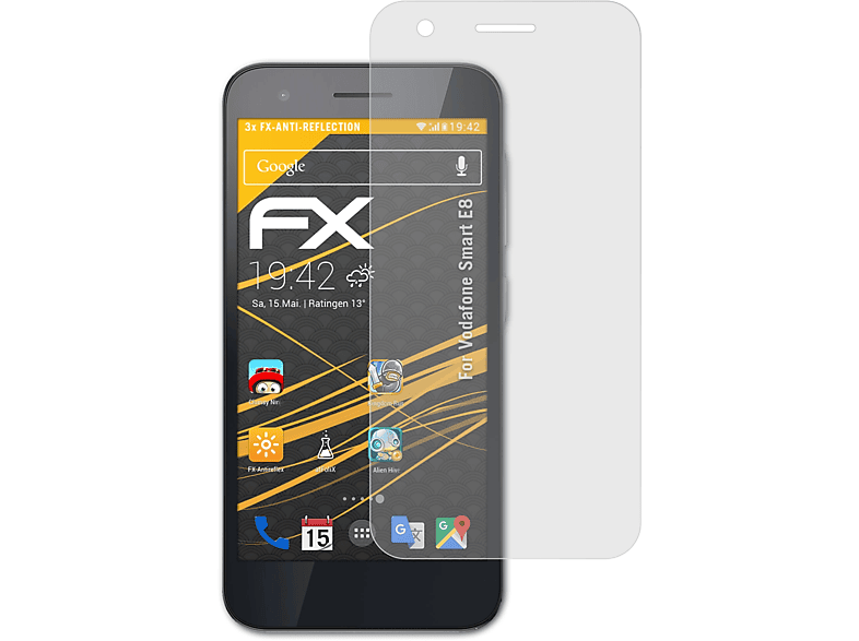 E8) Smart Displayschutz(für ATFOLIX Vodafone FX-Antireflex 3x