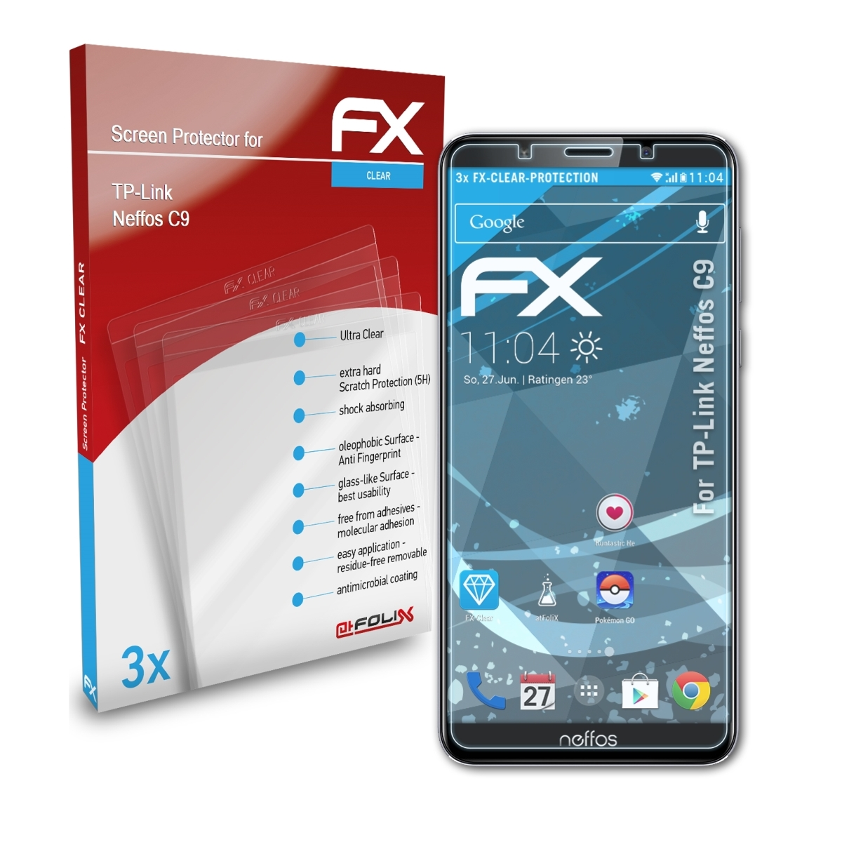 3x Neffos Displayschutz(für FX-Clear TP-Link ATFOLIX C9)