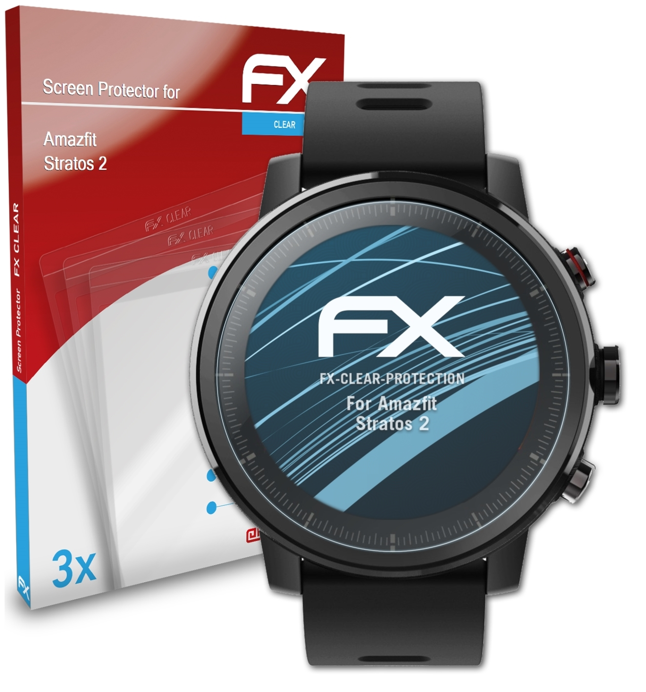ATFOLIX 3x FX-Clear Displayschutz(für Amazfit 2) Stratos