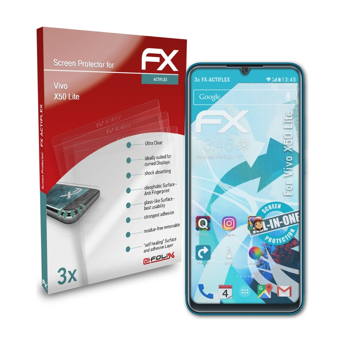 3x X50 Displayschutz(für FX-ActiFleX ATFOLIX Lite) Vivo