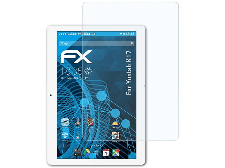 ATFOLIX 2x FX-Clear Displayschutz(für Yuntab K17)