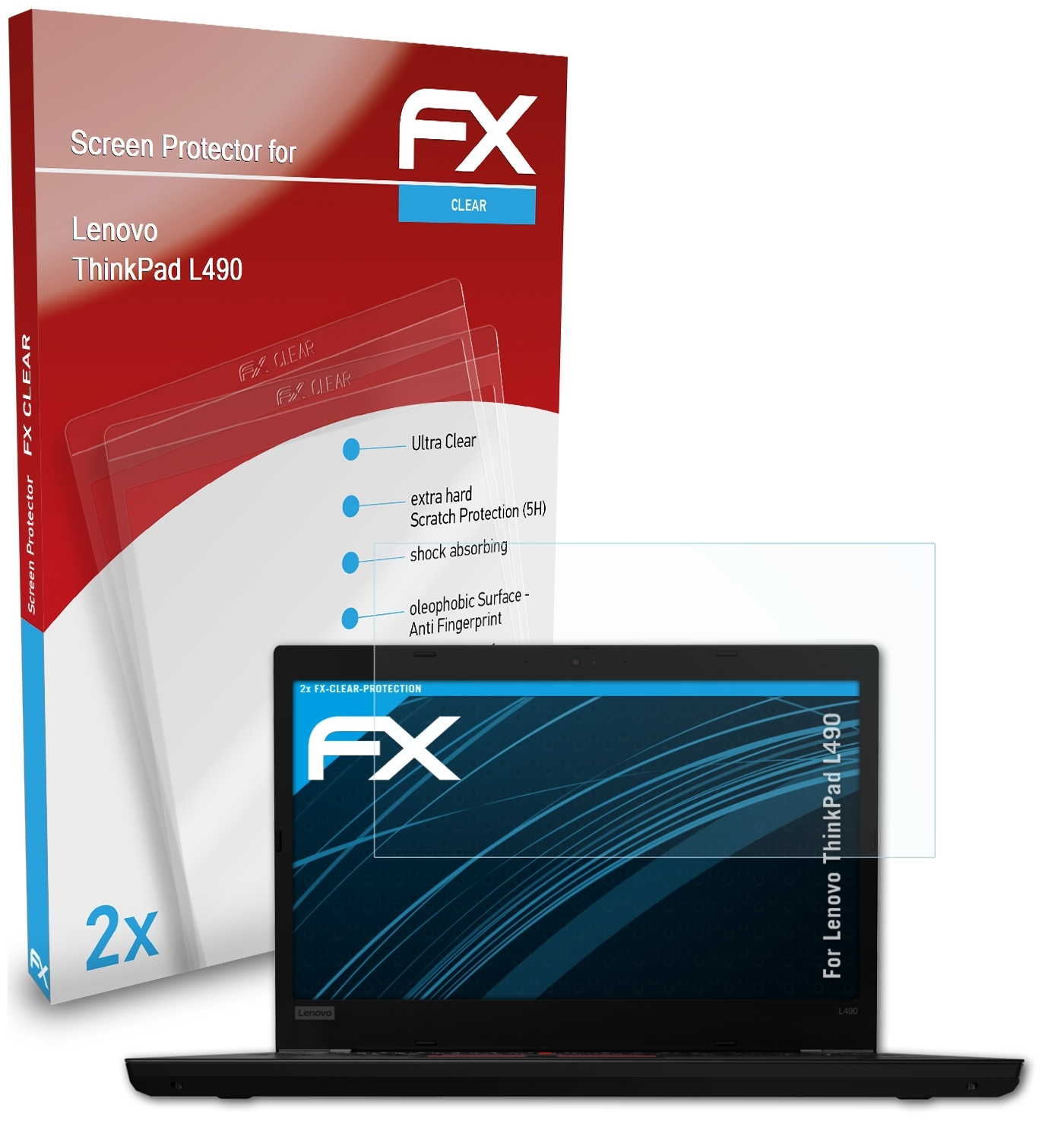 Lenovo ThinkPad L490) 2x ATFOLIX FX-Clear Displayschutz(für