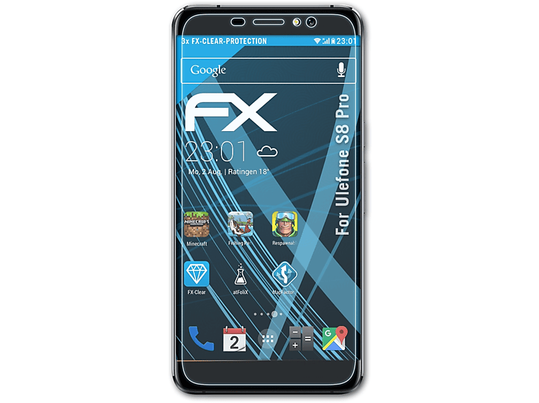 ATFOLIX 3x FX-Clear Displayschutz(für Ulefone S8 Pro)
