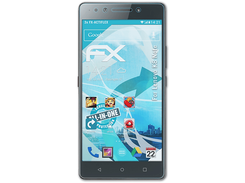 ATFOLIX 3x FX-ActiFleX Displayschutz(für Lenovo K8 Note)