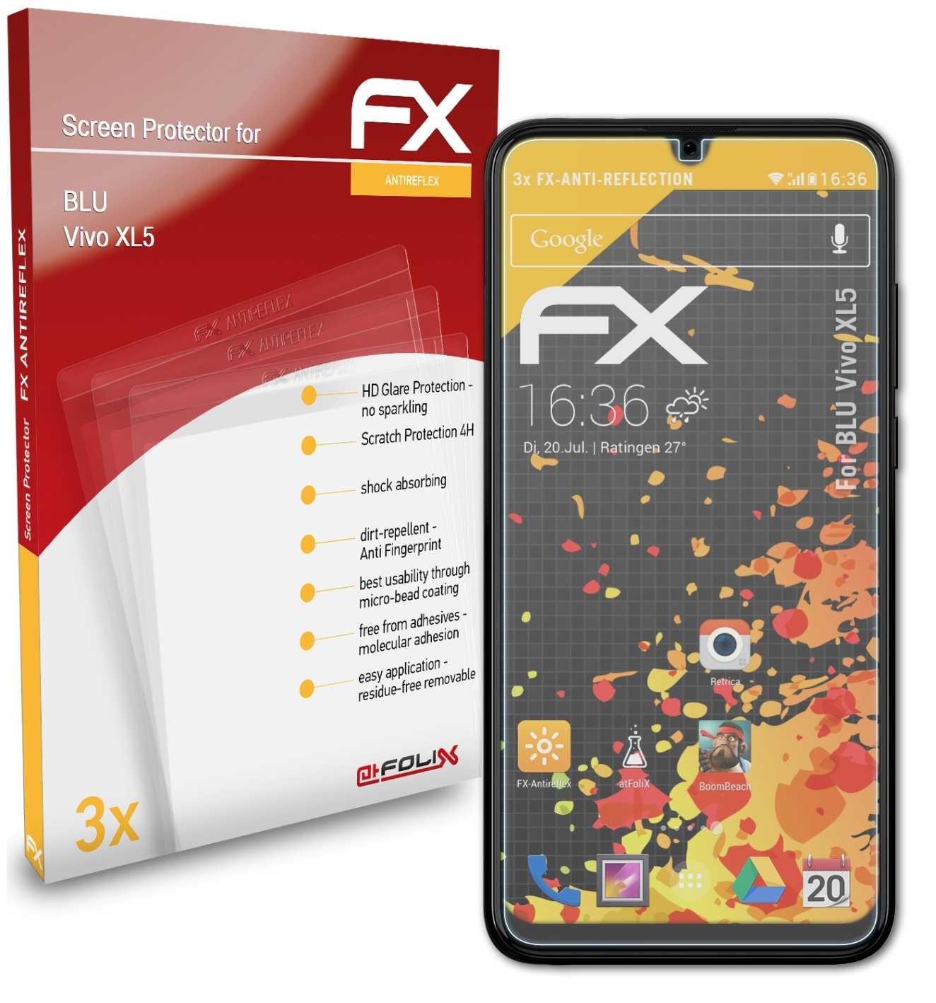 ATFOLIX 3x FX-Antireflex Displayschutz(für BLU XL5) Vivo
