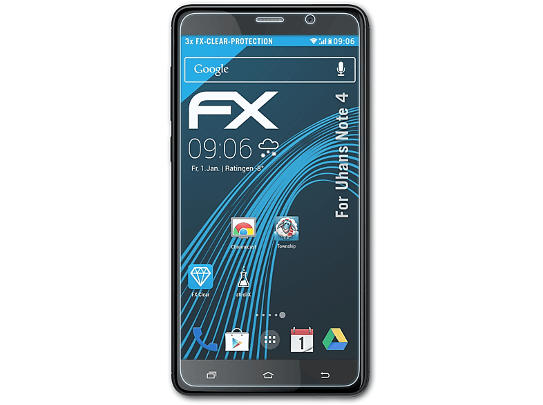 ATFOLIX 3x FX-Clear Displayschutz(für Uhans Note 4)