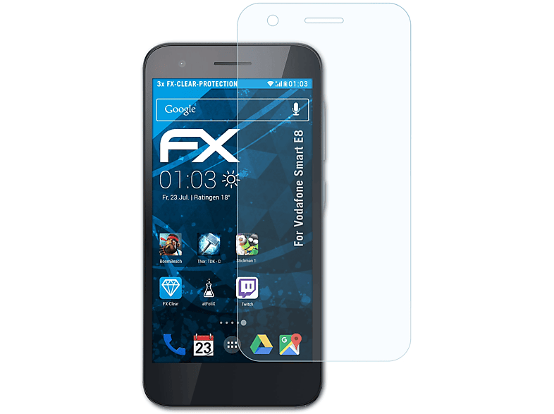 ATFOLIX 3x FX-Clear Displayschutz(für Vodafone Smart E8)