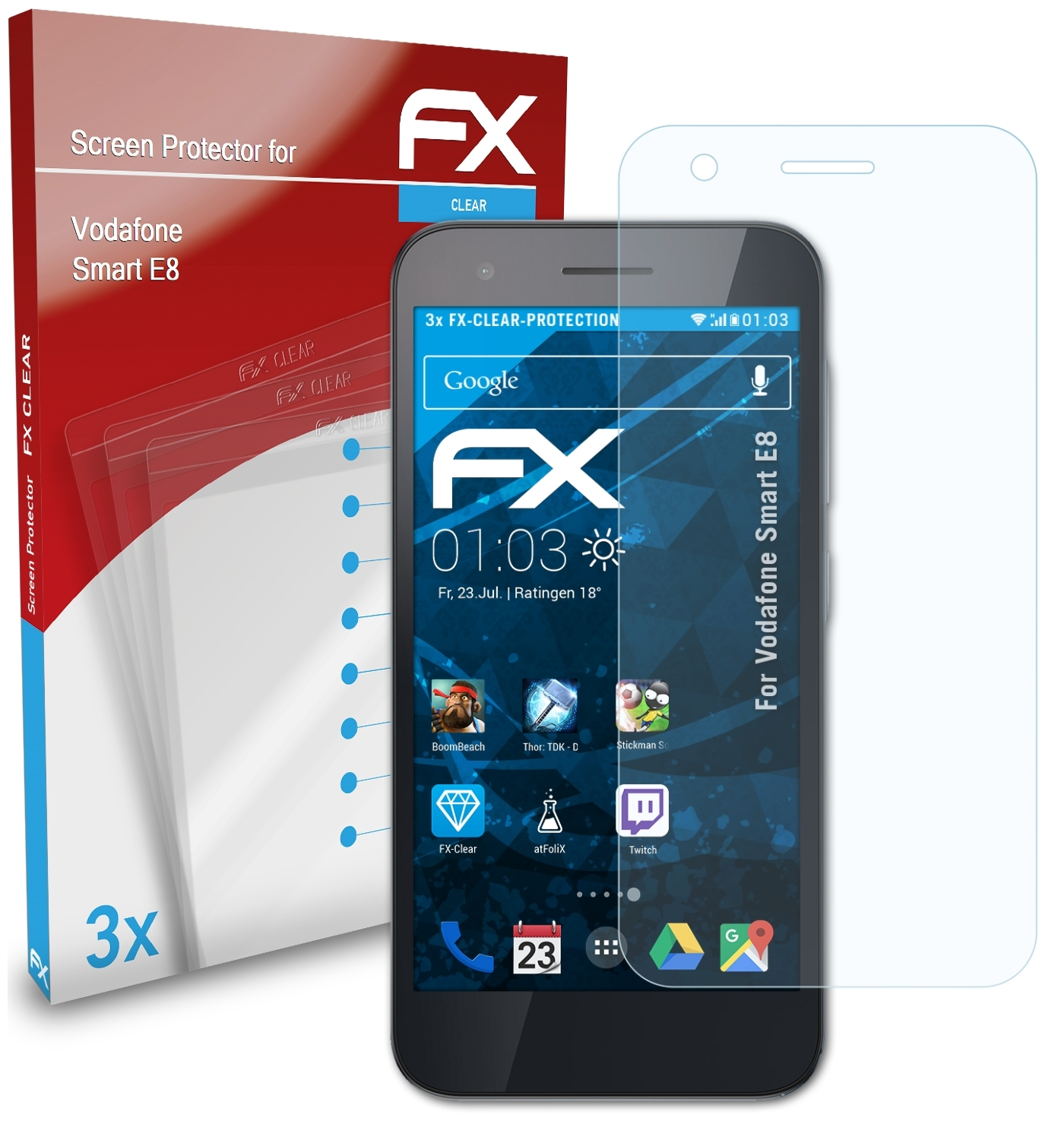 FX-Clear ATFOLIX E8) Smart Displayschutz(für 3x Vodafone