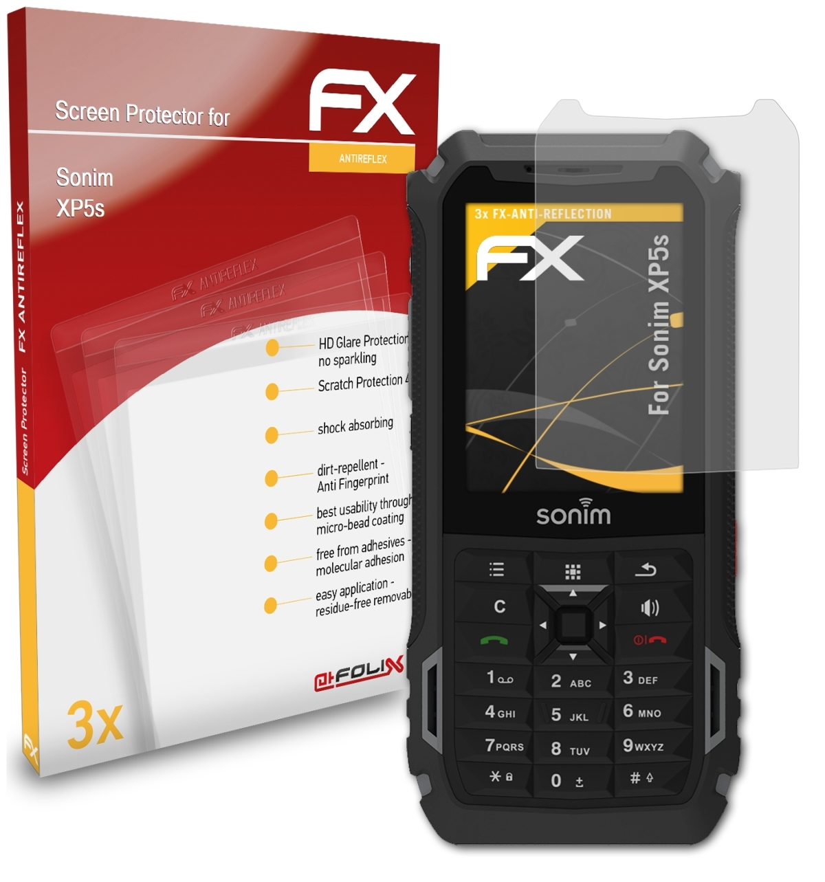 XP5s) 3x FX-Antireflex Sonim Displayschutz(für ATFOLIX