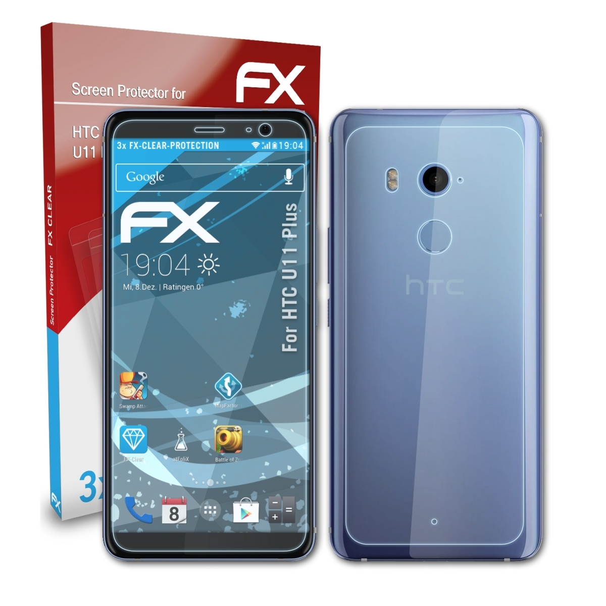 HTC Displayschutz(für FX-Clear ATFOLIX 3x U11 Plus)