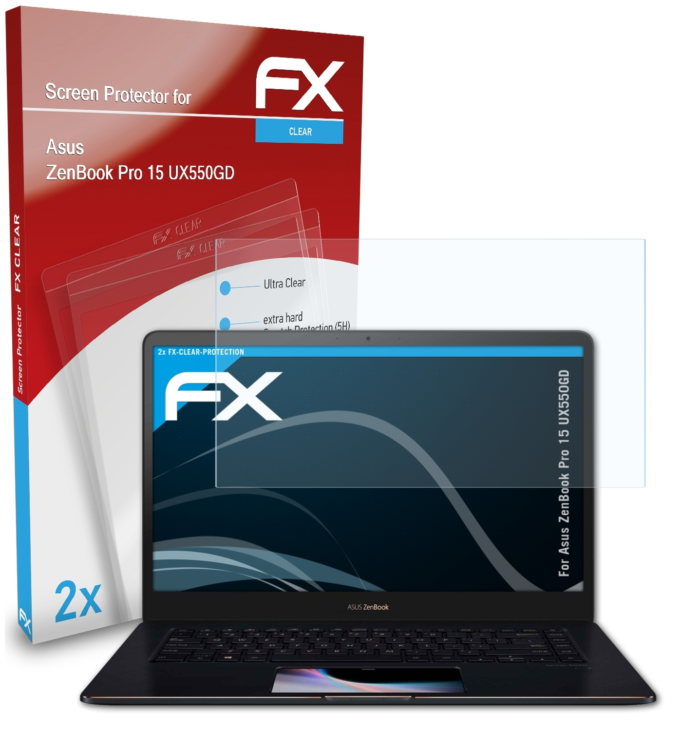 ATFOLIX 2x FX-Clear (UX550GD)) Displayschutz(für 15 Asus Pro ZenBook