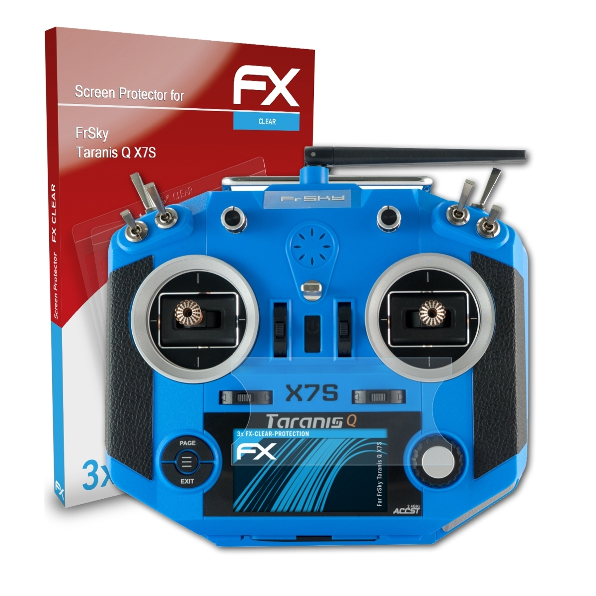 X7S) ATFOLIX Q Displayschutz(für FrSky 3x FX-Clear Taranis