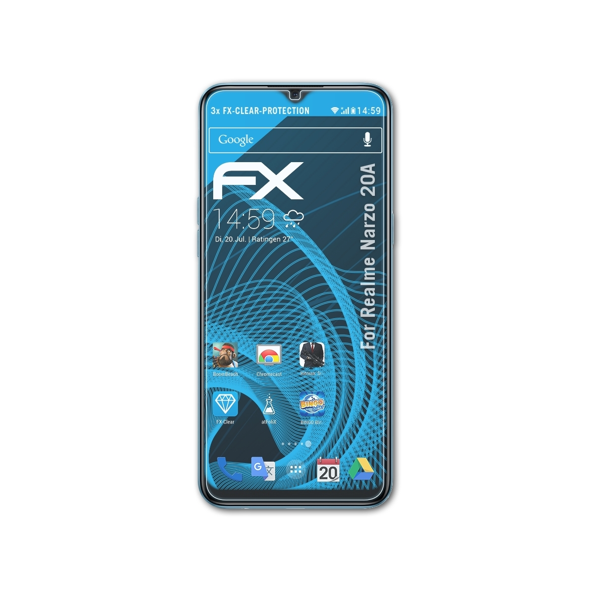 ATFOLIX 3x FX-Clear Narzo 20A) Displayschutz(für Realme