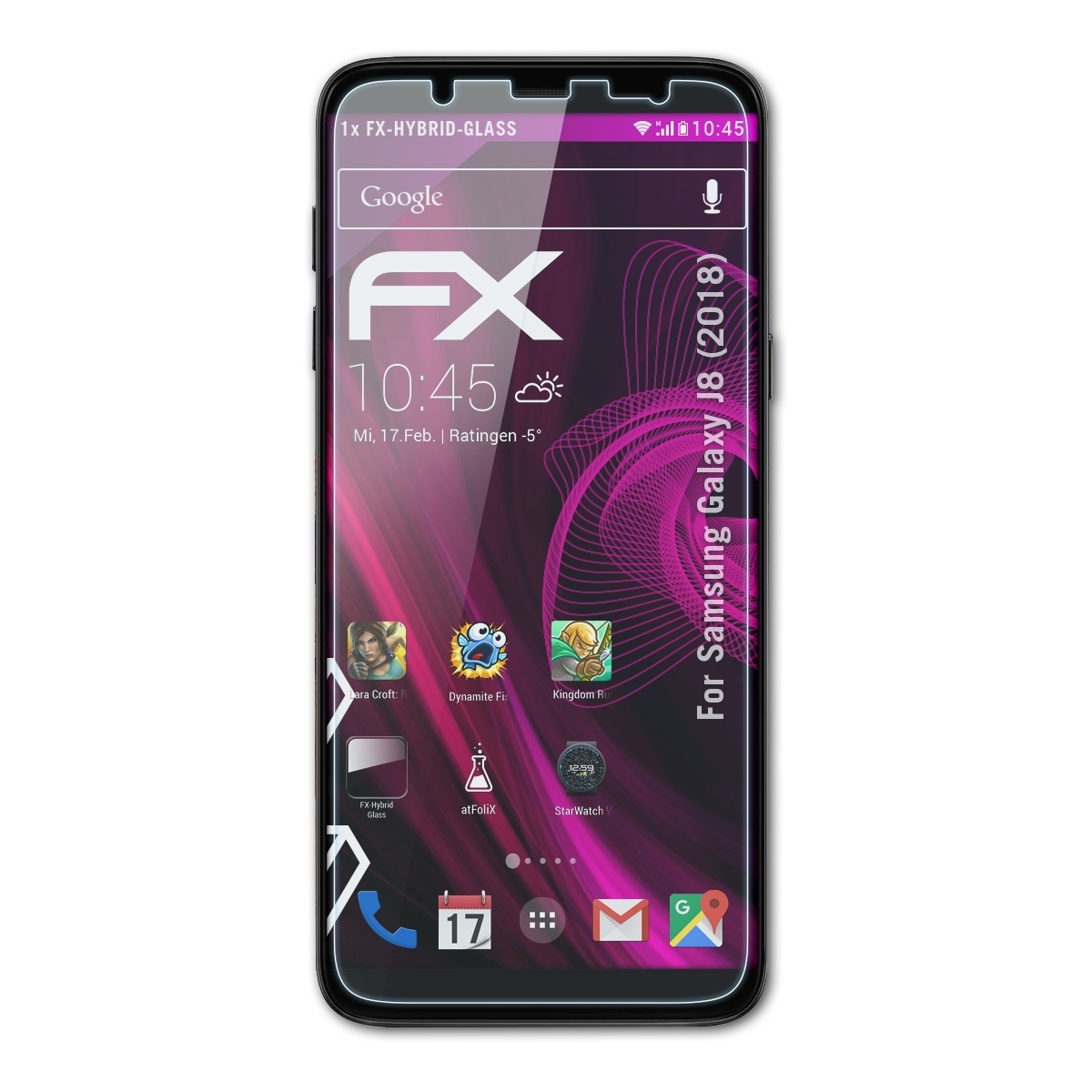 Galaxy ATFOLIX (2018)) Schutzglas(für J8 Samsung FX-Hybrid-Glass