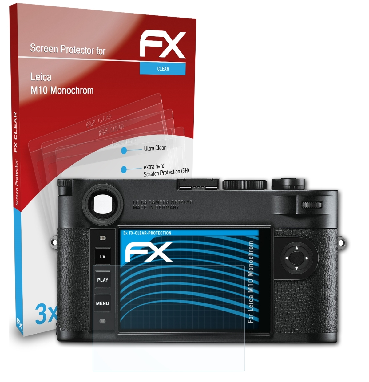 3x Leica Monochrom) M10 Displayschutz(für ATFOLIX FX-Clear