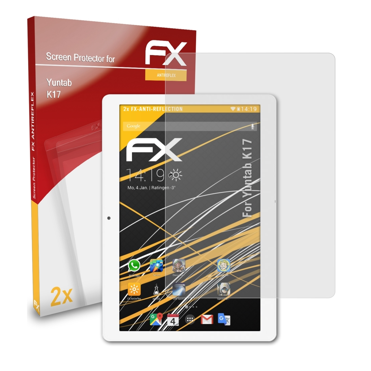 ATFOLIX 2x FX-Antireflex Displayschutz(für Yuntab K17)