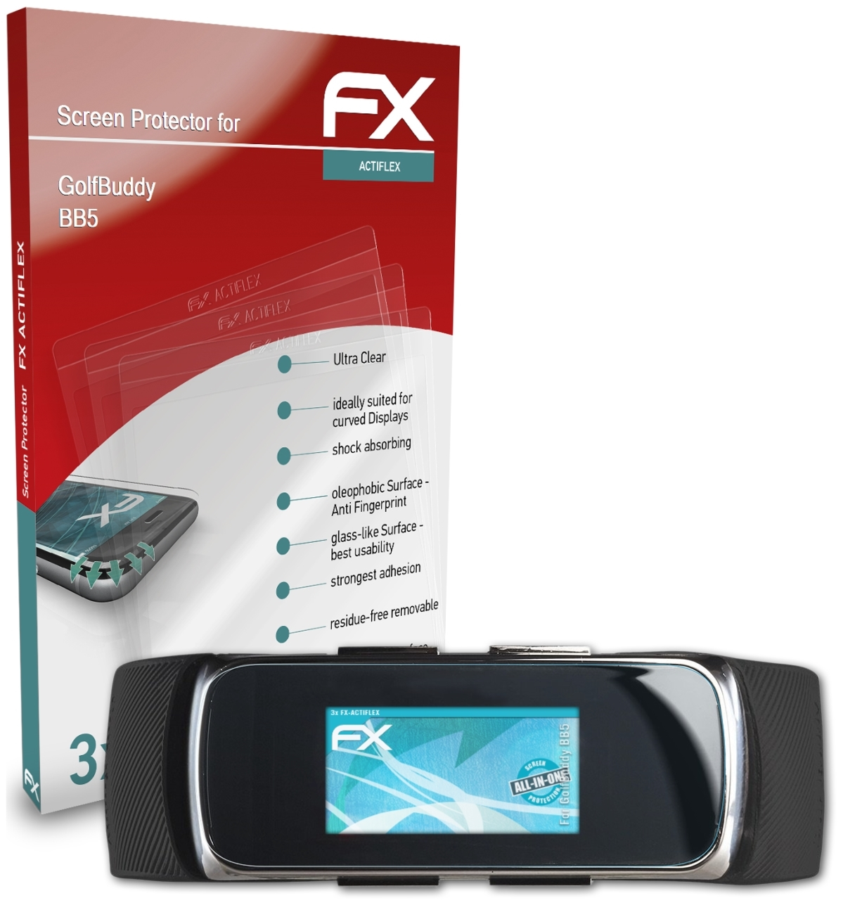 ATFOLIX 3x FX-ActiFleX Displayschutz(für GolfBuddy BB5)