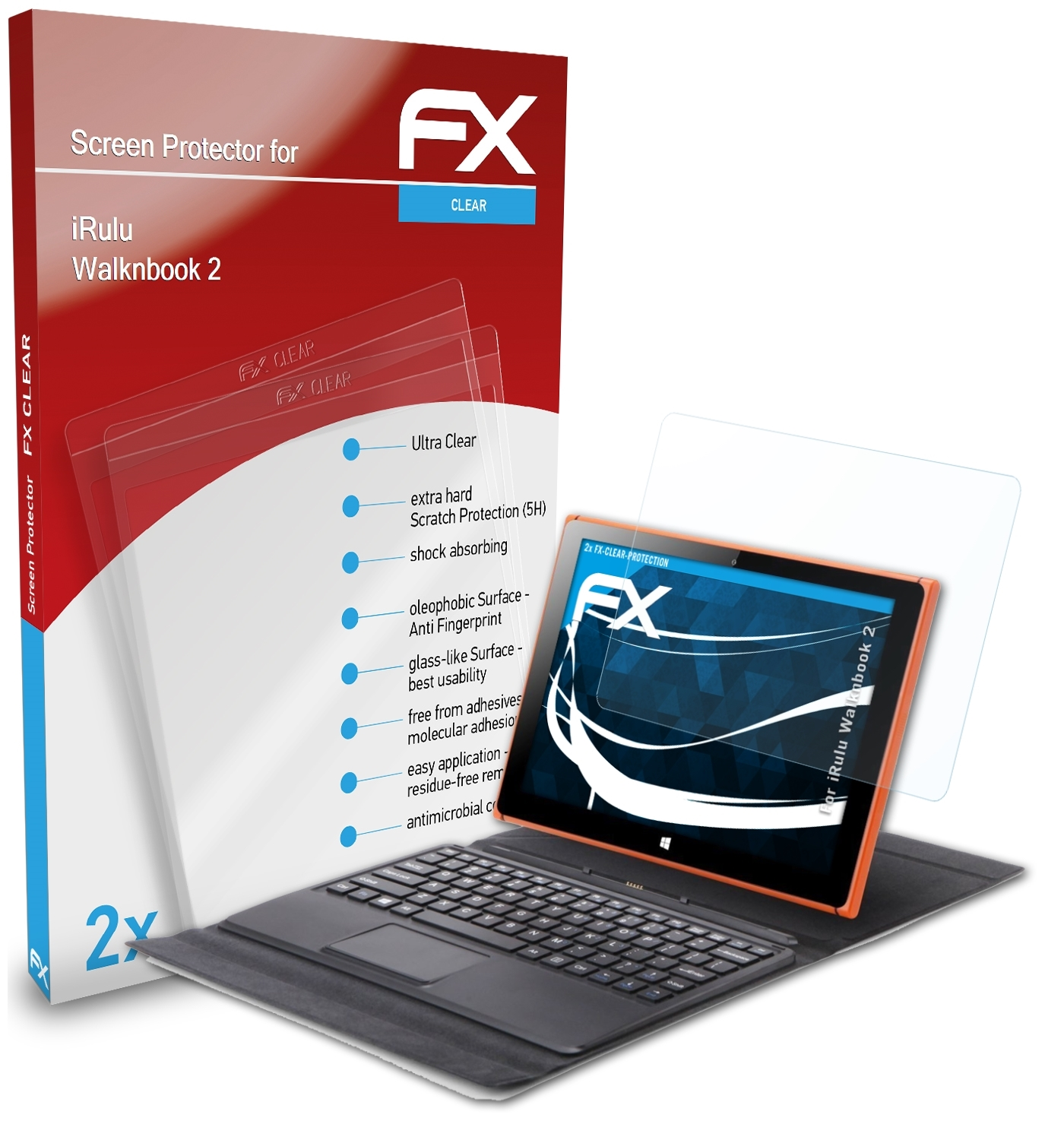 ATFOLIX 2x FX-Clear 2) iRulu Displayschutz(für Walknbook