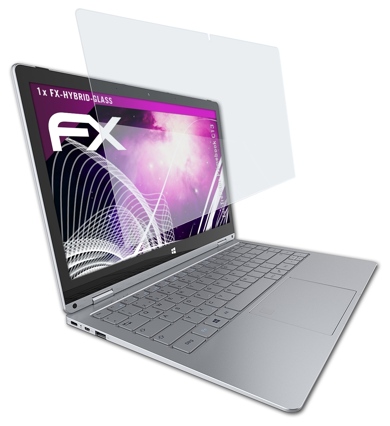 ATFOLIX FX-Hybrid-Glass Schutzglas(für Trekstor Primebook C13)